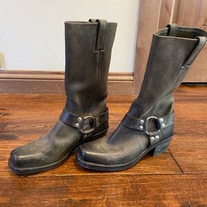 Frye 12R harness boots, grey, women’s size 7 1/2